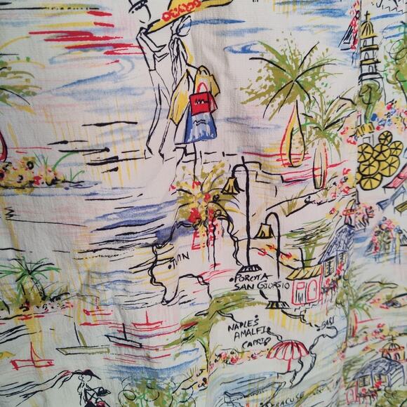 Exofficio Italy All Over Print Map Drawing Travel Italian Capri Pants Size 10 - Picture 8 of 11